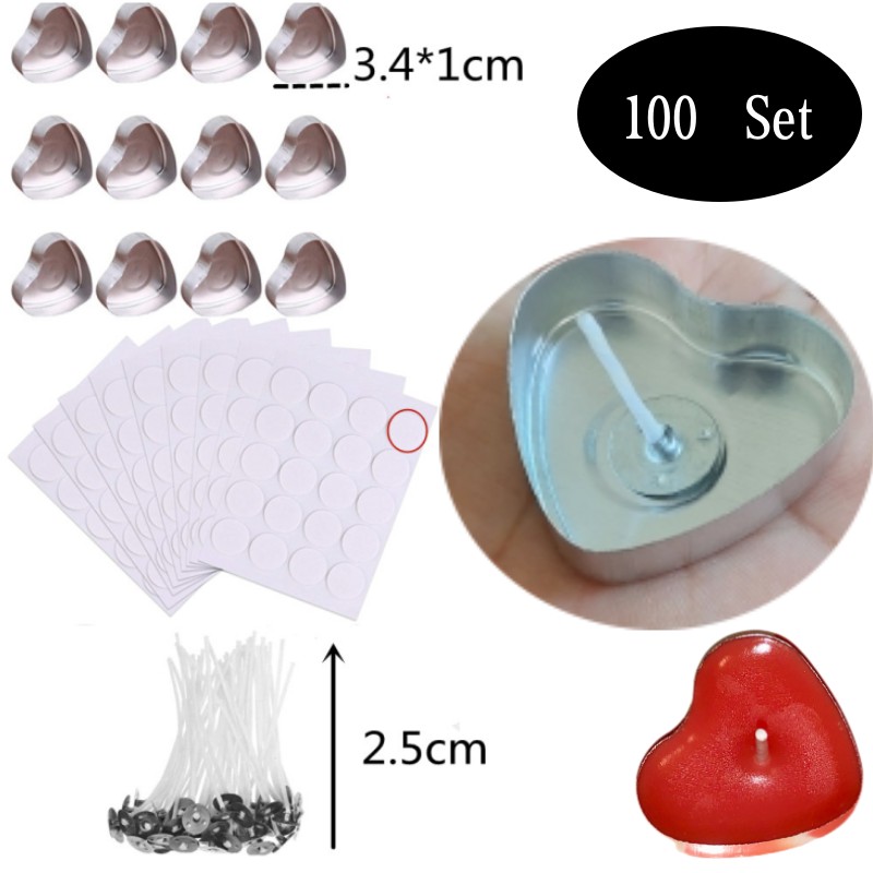 100 Sets Heart shaped Empty Al - Candle Making Kit Diy 评论和价格