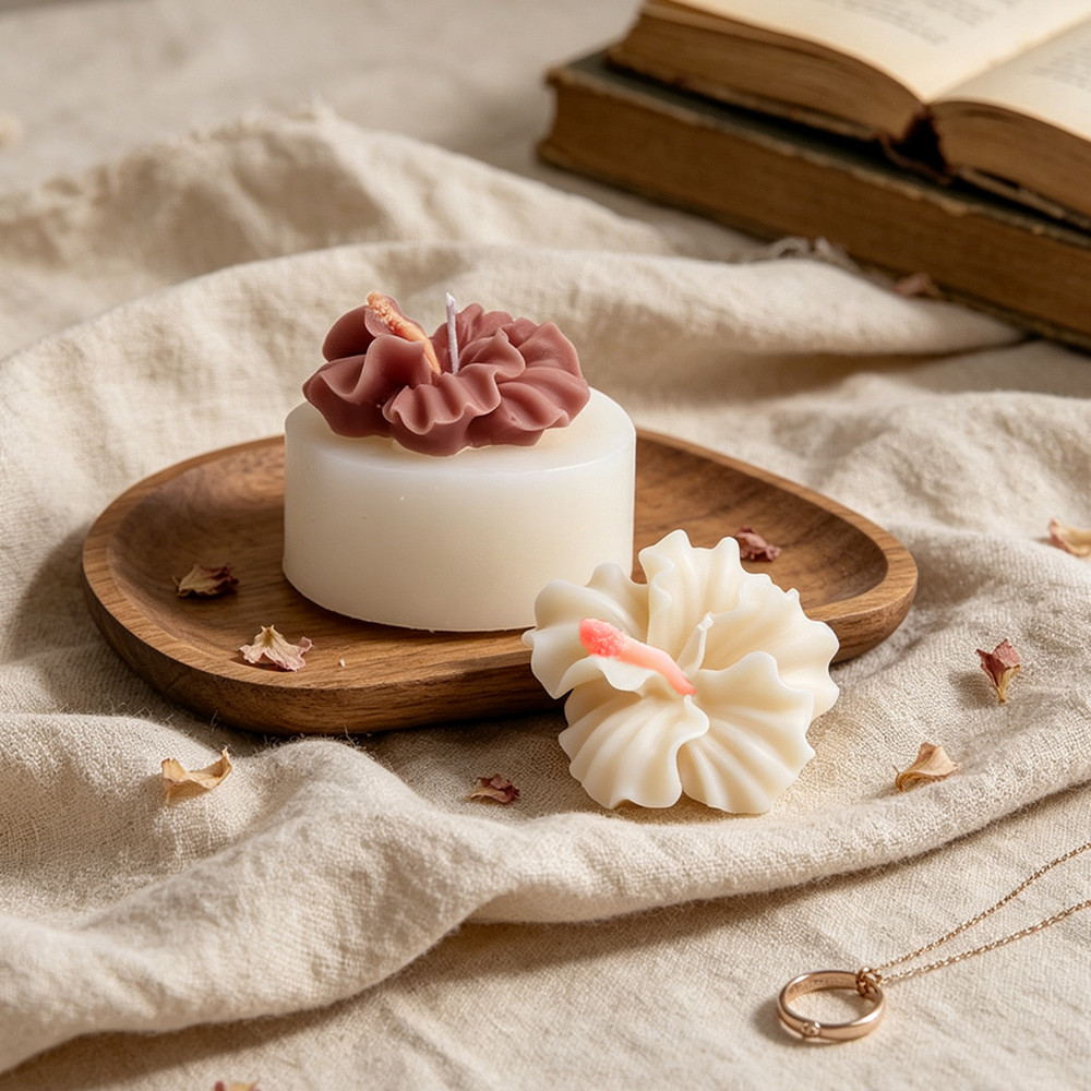 2pcs Hibiscus Flower Candle Mo - Candle Making Kit Diy 评论和价格